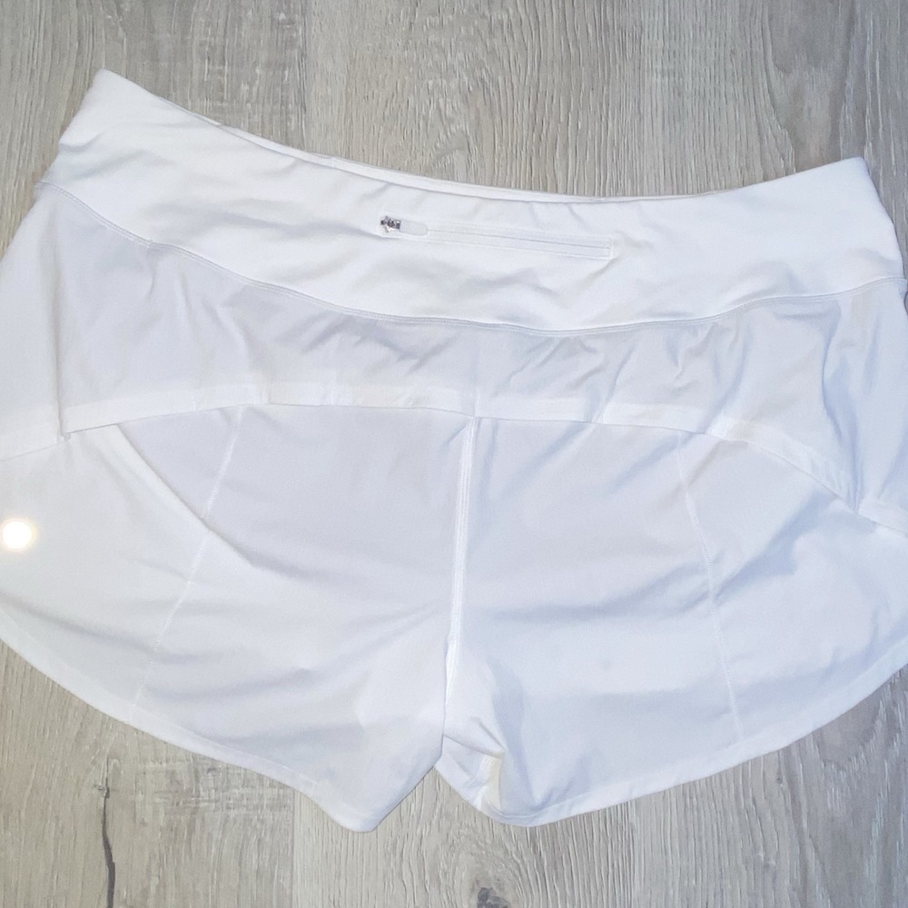 LULULEMON Womens Speed Up Lined Stretch Running Pocket Shorts White Sz‎ 14 - Picture 4 of 11
